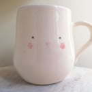 Handmade bunny rabbit mug handpainted face tail cup to ORDER 