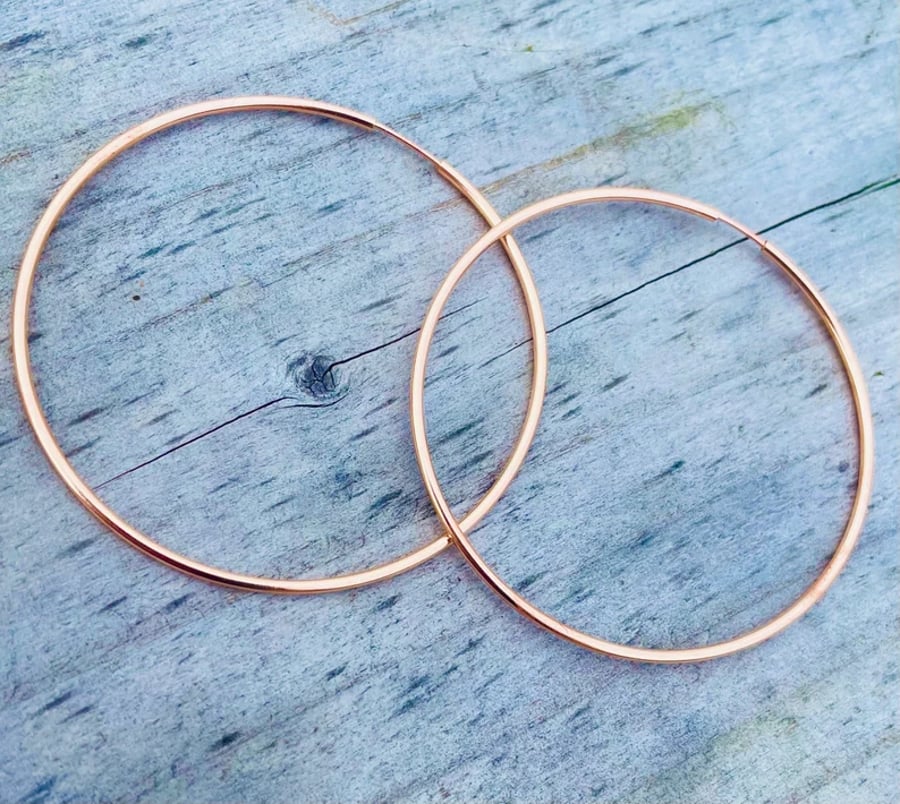 Rose Gold Filled 50mm Hoop Earrings 
