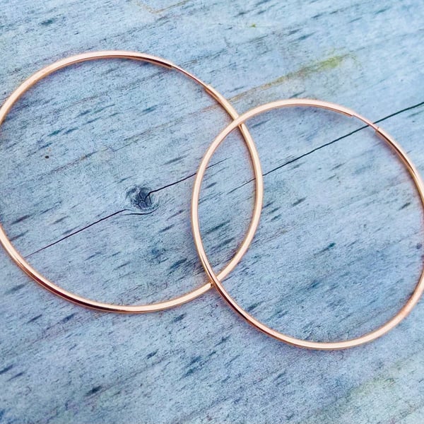 Rose Gold Filled 50mm Hoop Earrings 