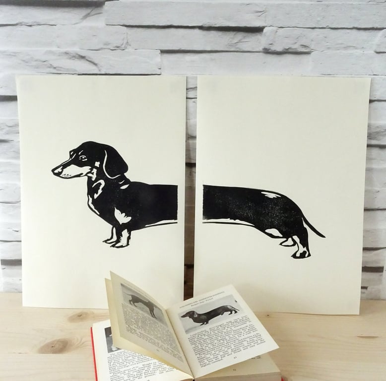 Dachshund Art Print Duo, dachshund owner gift, dog dad, dog mum, sausage dog