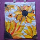 Hand-painted sunflower tote bag