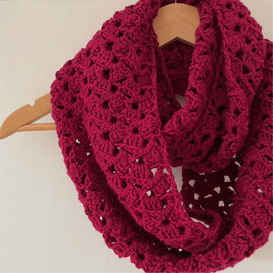 Red Infinity Scarf - Handmade Crochet - Practical Christmas Presents
