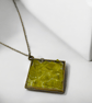 Yellow Jade Brass plated Square Worry Stone Necklace - Free Postage - Image 8