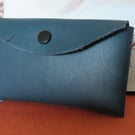 Navy Blue leather key case with internal key ring plus lobster claw.