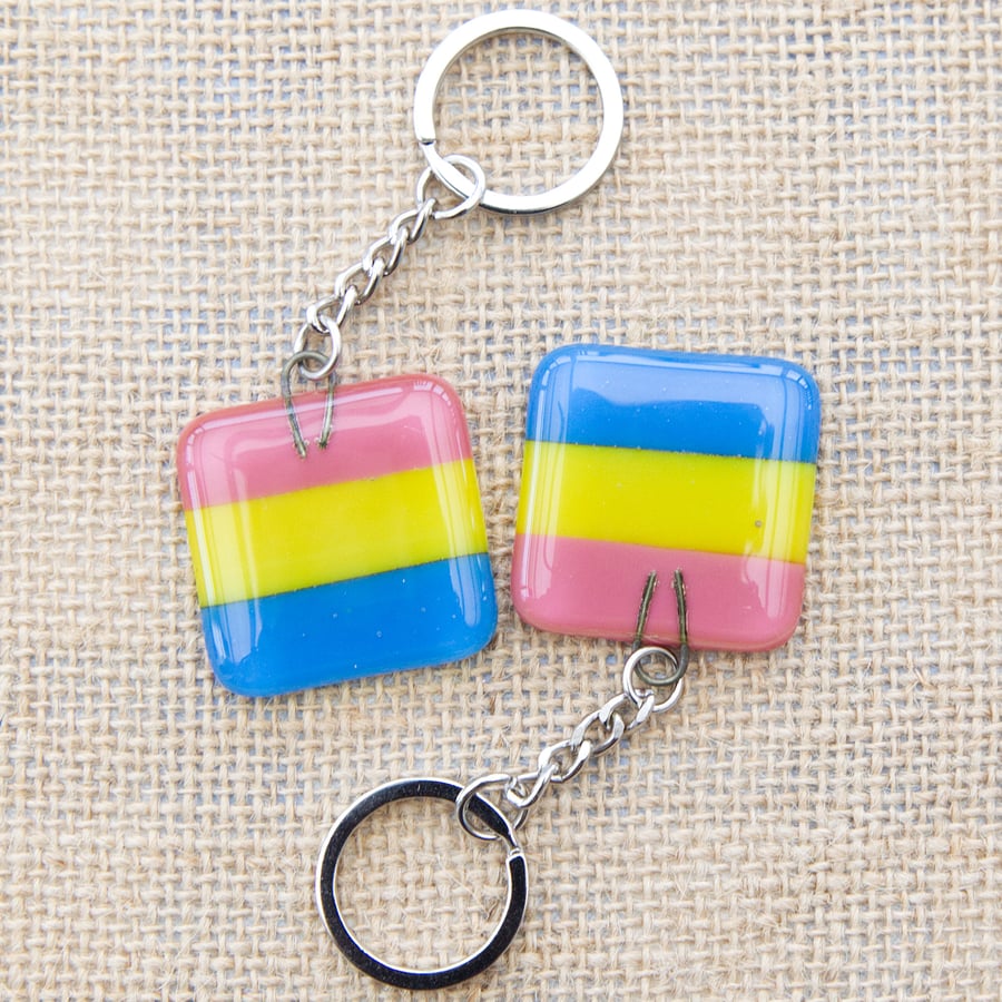 Pansexual Pride Fused Glass Keyring Keychain LGBTQ