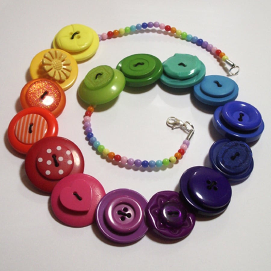 Rainbow button necklace