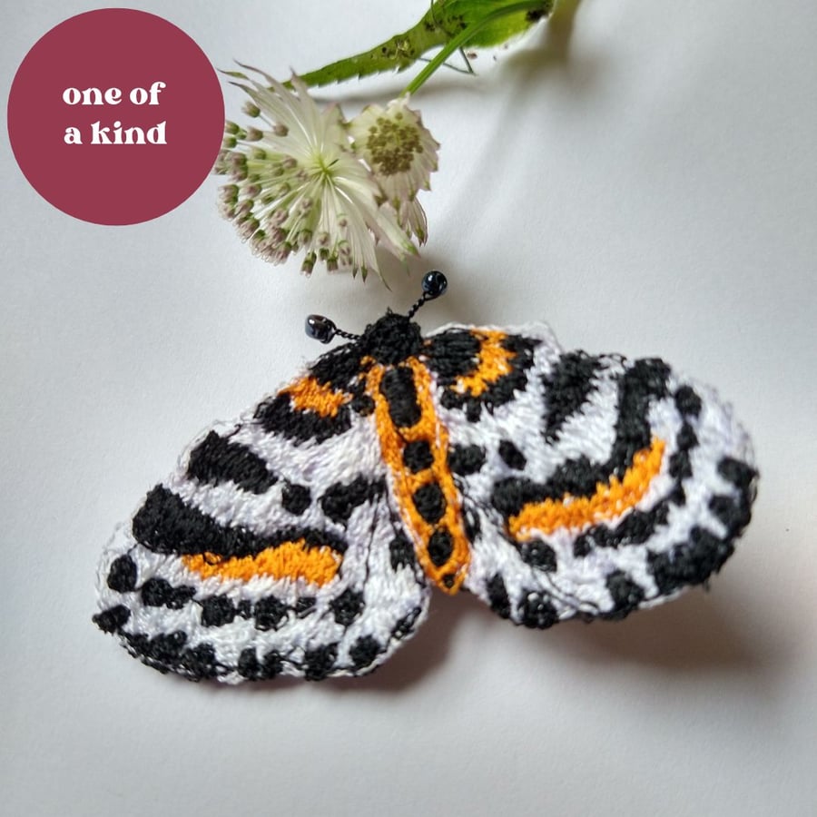 Magpie Moth Brooch