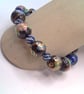 Floral Patterned Blue & Black Ceramic Bead Stretch Bracelet, Gift for Her - Image 4