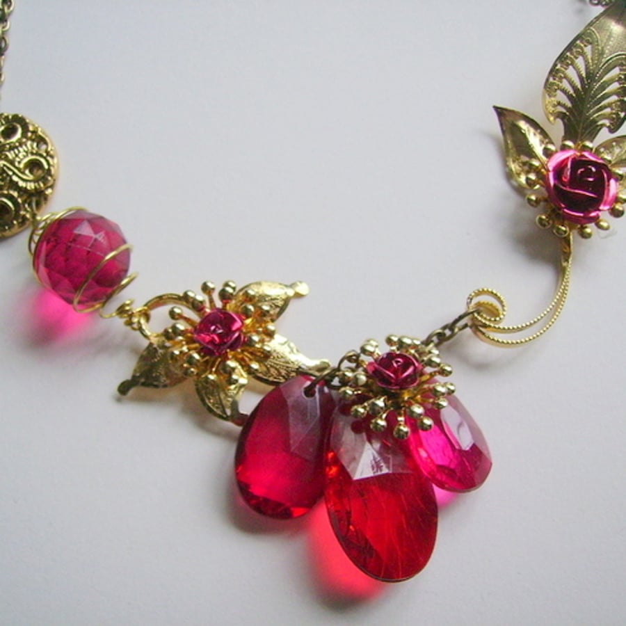 True blood upcycled brooches necklace