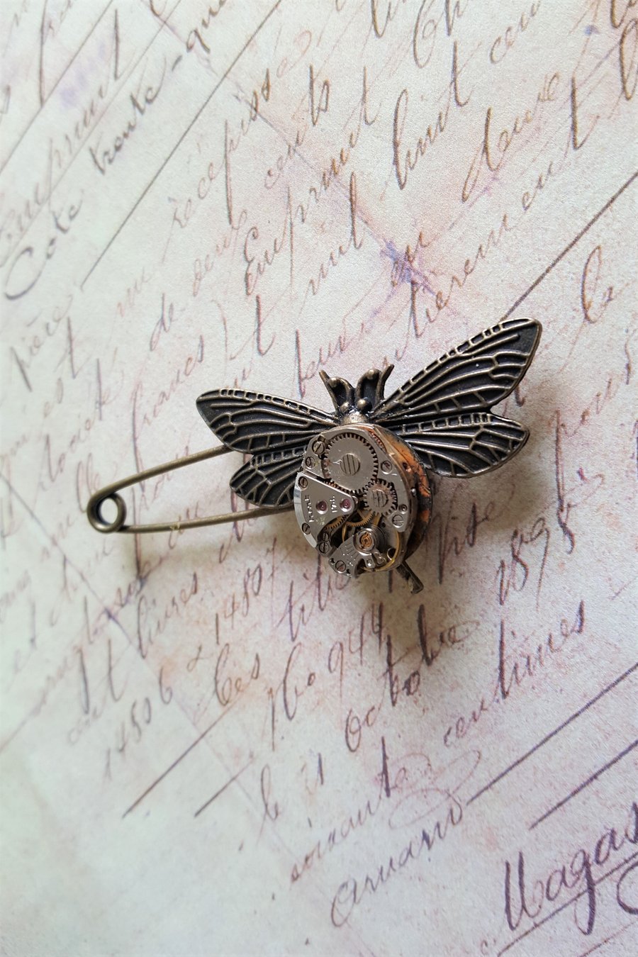 Steampunk Wings Of Time Brooch Pin