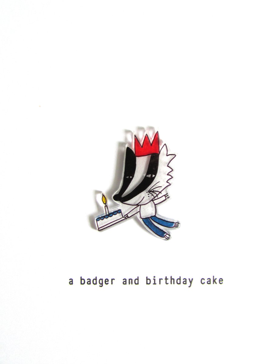 a badger and birthday cake - handmade birthday card