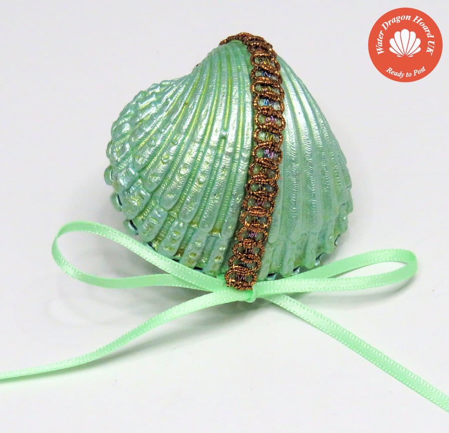 Unique green ocean themed ring box for romantic proposal idea