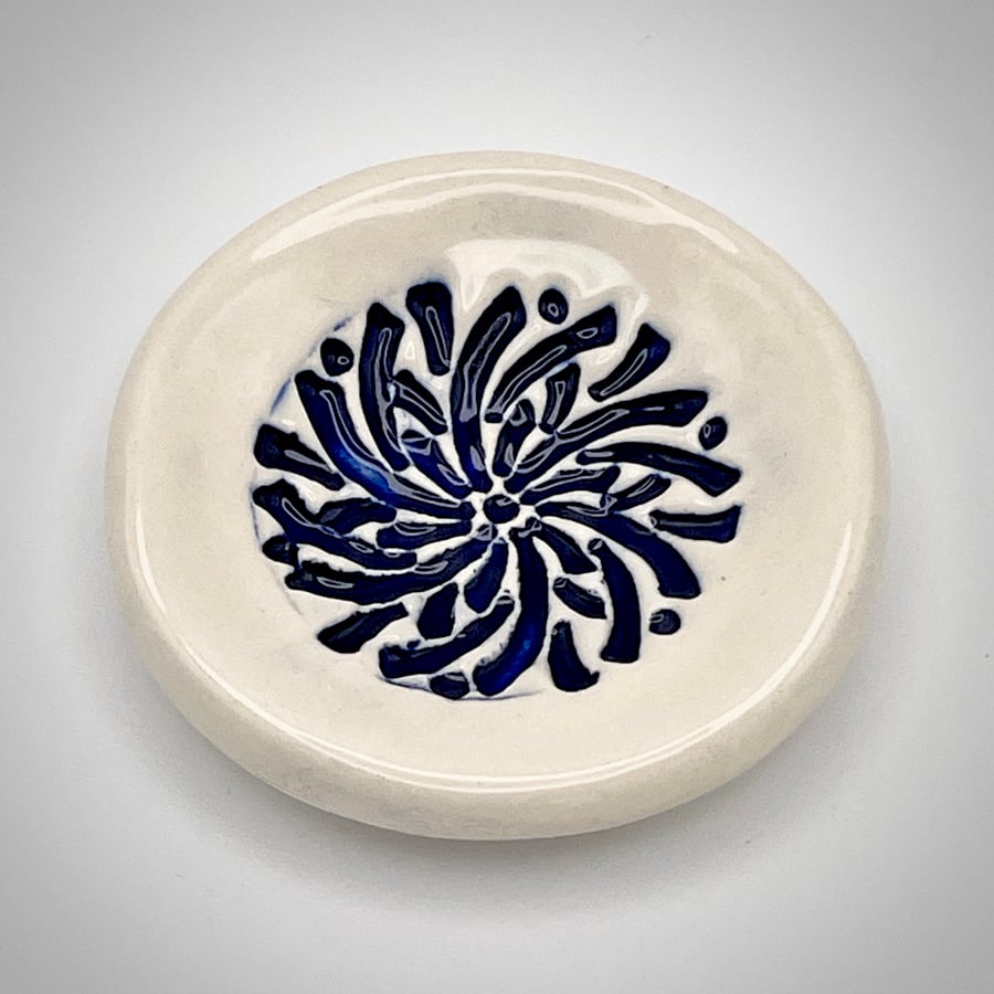 NEW! Ceramic ring with dark blue mandala