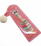 Pink Bookworm Bookmark made with Resin and Inclusions