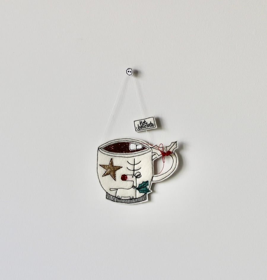 'Hot Chocolate Mug' - Hanging Decoration