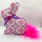 Handmade Easter Bunny Decoration Set – Pink & Lilac Spring Ornaments 4 Piece
