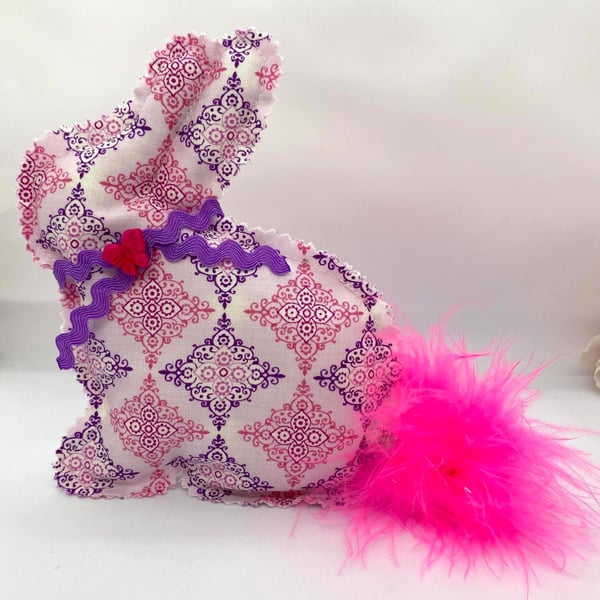 Handmade Easter Bunny Decoration Set – Pink & Lilac Spring Ornaments 4 Piece