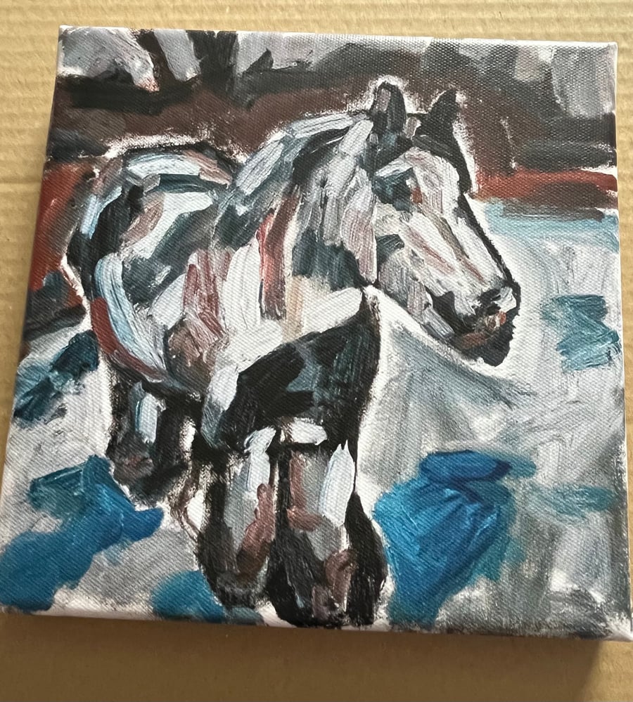 Canvas print of a Kent Pony in Winter Snow