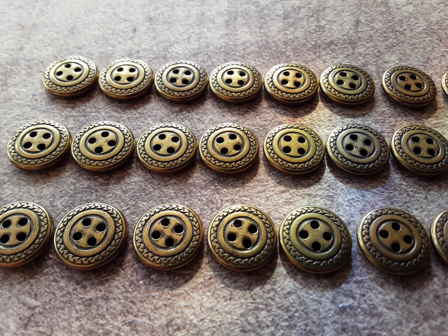 9 16"   15mm   24L Antique Brass buttons
