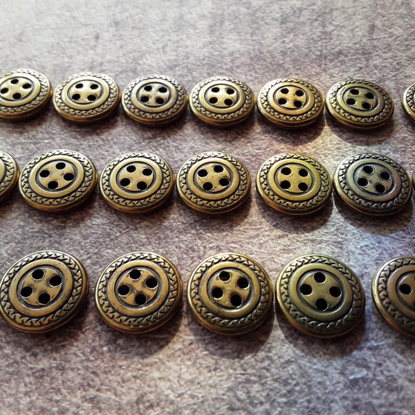 9 16"   15mm   24L Antique Brass buttons