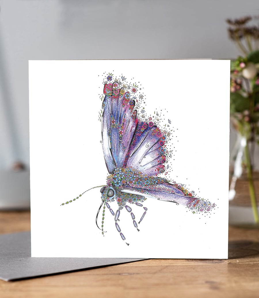 Purple Butterfly Greeting card (Common Blue) 