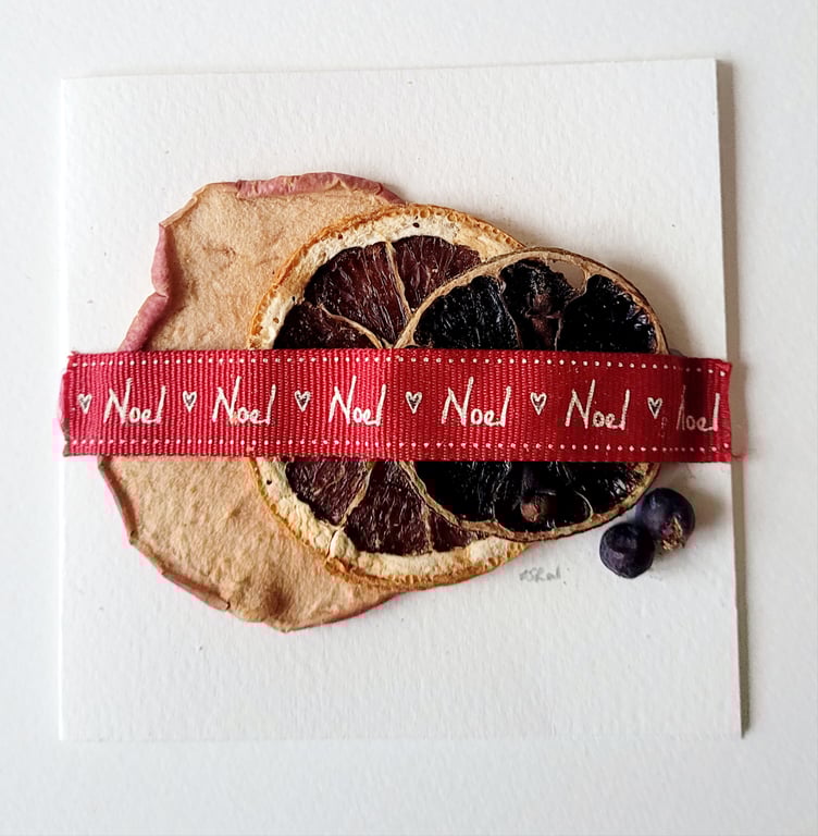 Handmade 'Dried Fruit Trio' Christmas Greeting Card