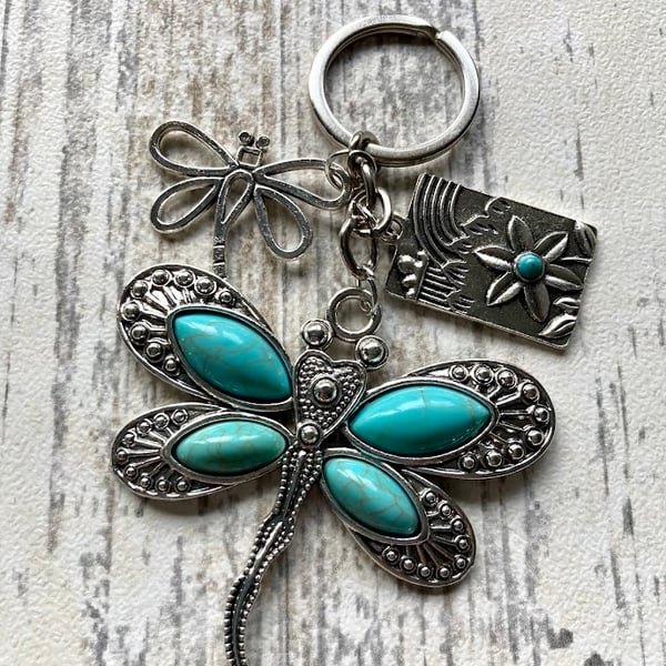Dragonfly keyring bag charm