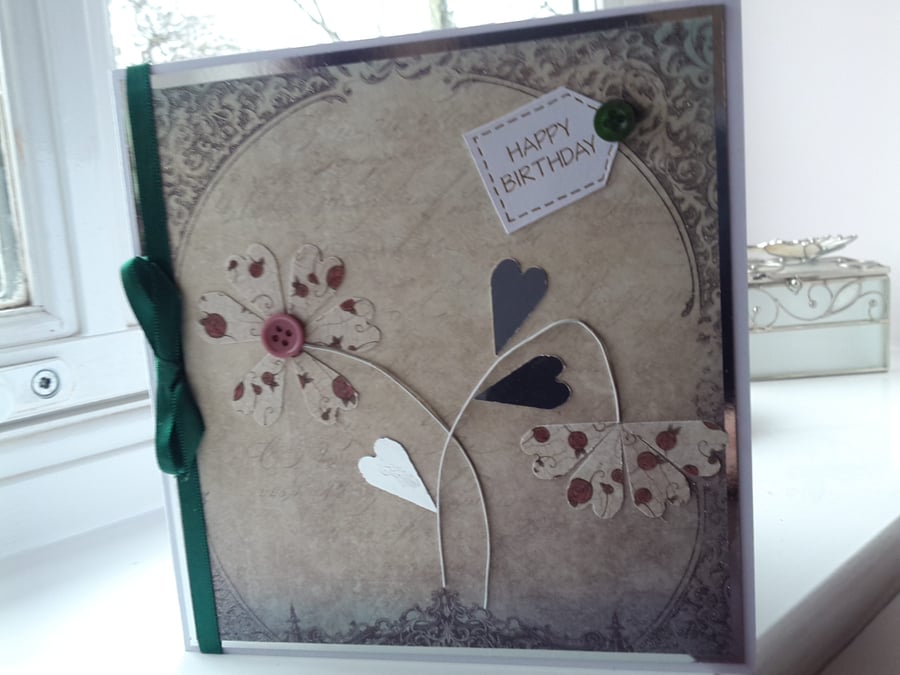 Archway heart flower birthday card
