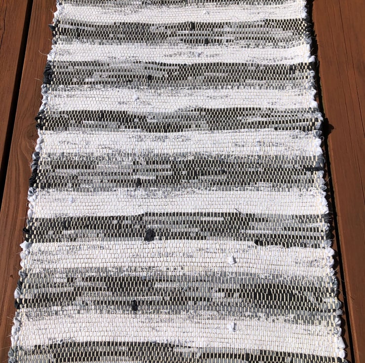 Black Grey and White Rag Rug Folksy