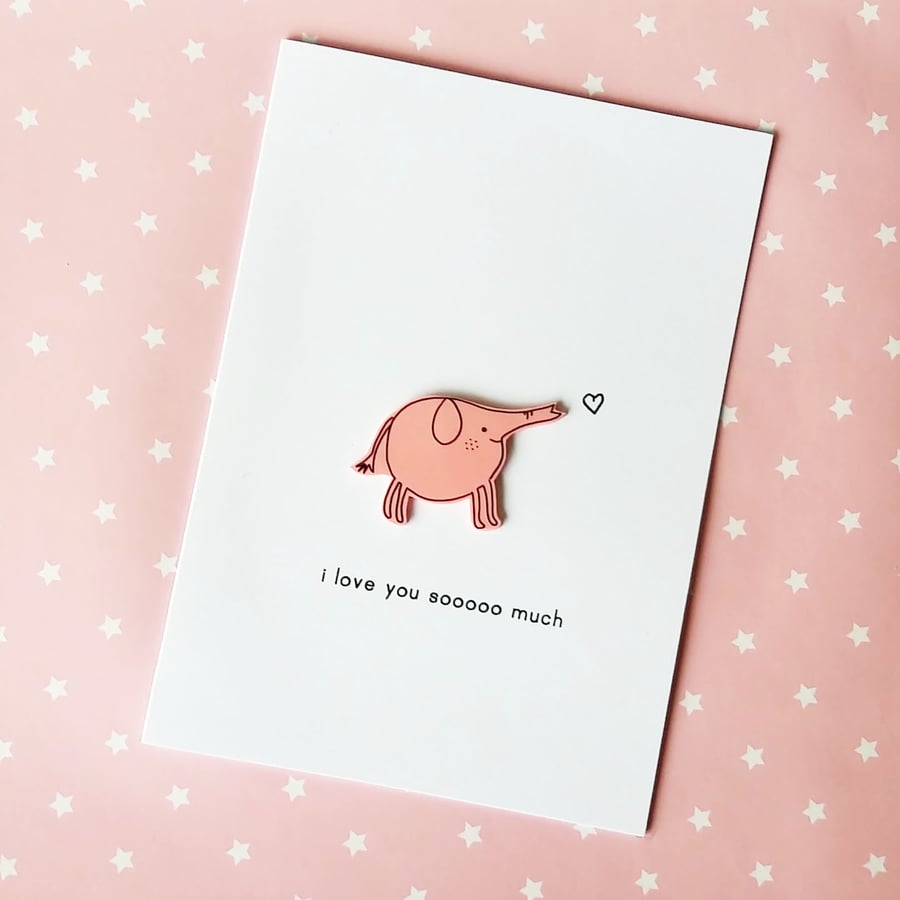 valentine's day card  - i love you sooooo much (pink) - handmade card 