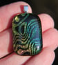 Gold and blue contours dichroic glass pendant, fused glass necklace SKU F43 - Image 4