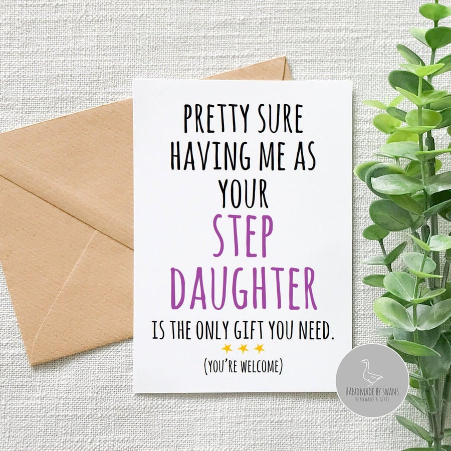 Funny step mum Mother's day card, Funny card for step mum, funny Mothers day car