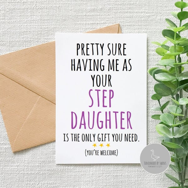 Funny step mum Mother's day card, Funny card for step mum, funny Mothers day car