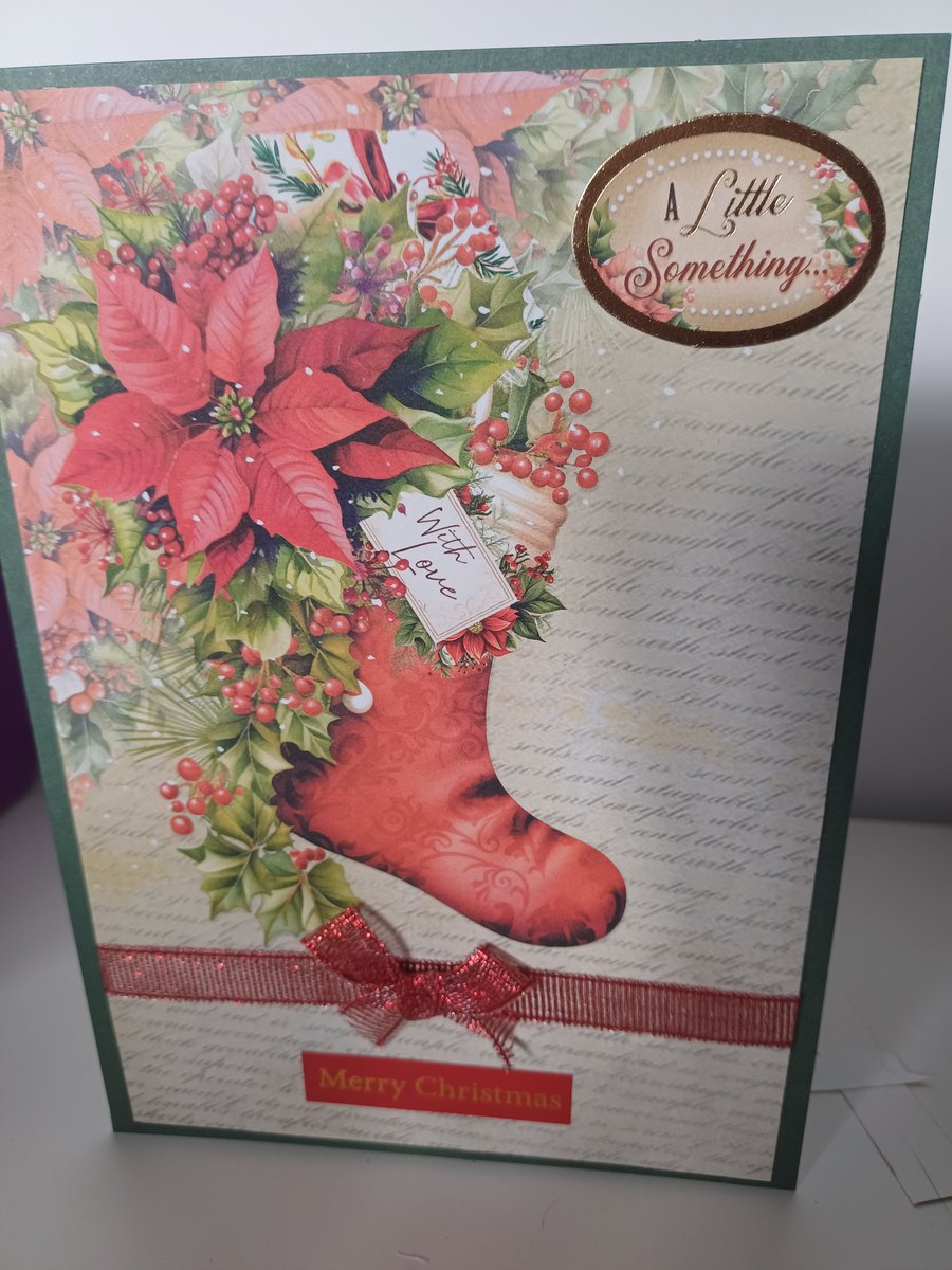 Poinsettia and stocking theme Christmas card