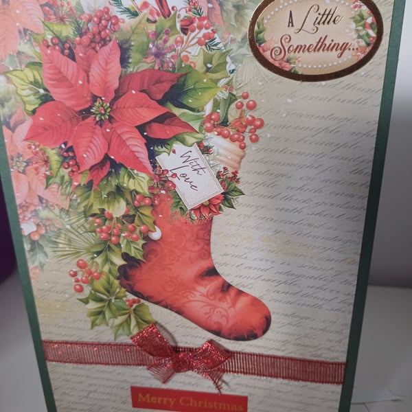 Poinsettia and stocking theme Christmas card