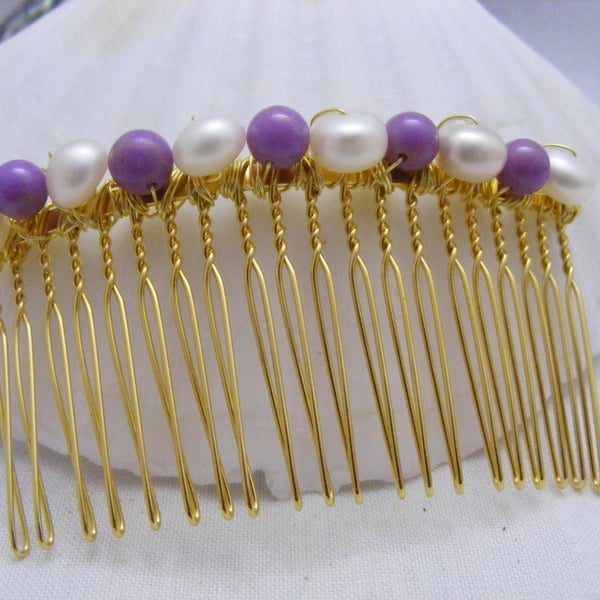Phosphosiderite and Freshwater Pearl Hair Comb