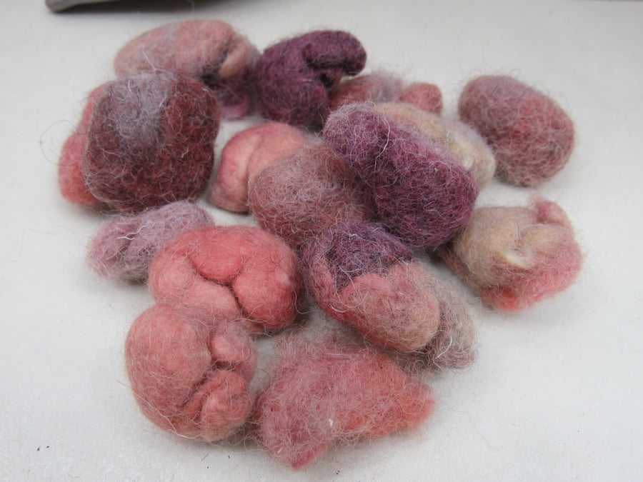 Small Multicolour Pink Natural Dye Felt Nuggets I