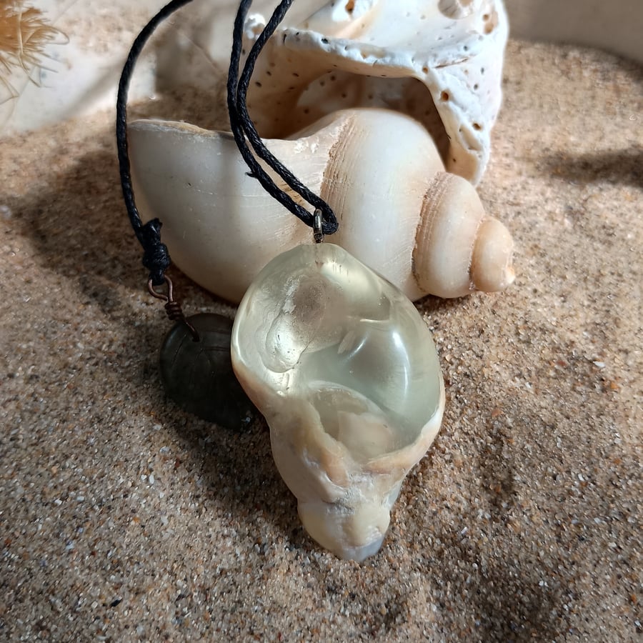 Pale Tide - Resin Shell Pendant - A Soft Breaker on a Still Shore