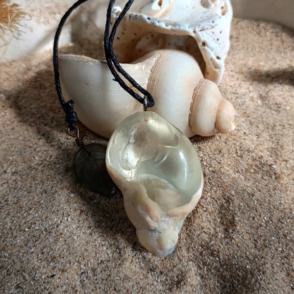 Pale Tide - Resin Shell Pendant - A Soft Breaker on a Still Shore