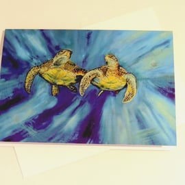 Turtle Greeting  Card Underwater Sealife 