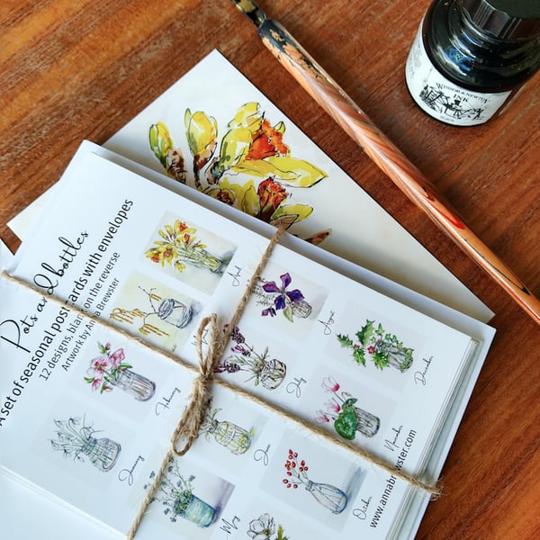 Pots and Bottles - Set of 12 seasonal postcards