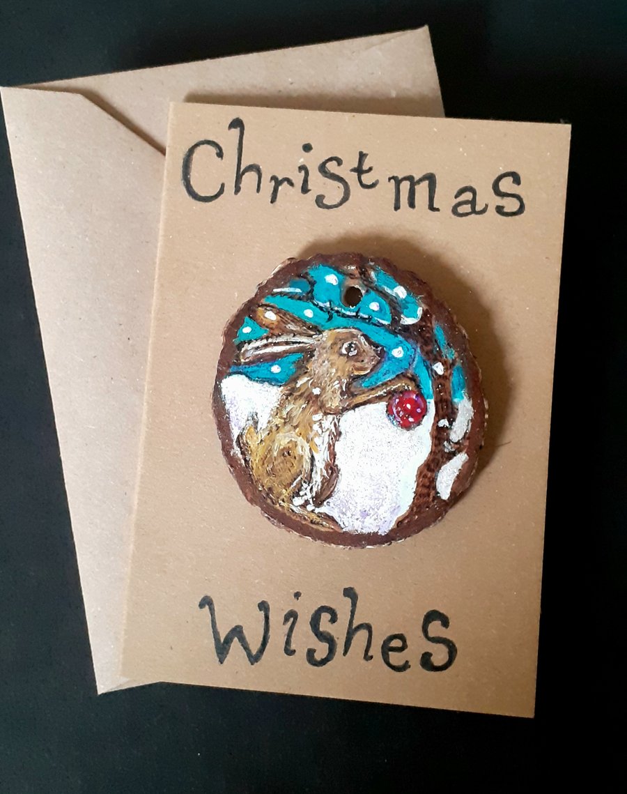 Christmas card with tree hanging 