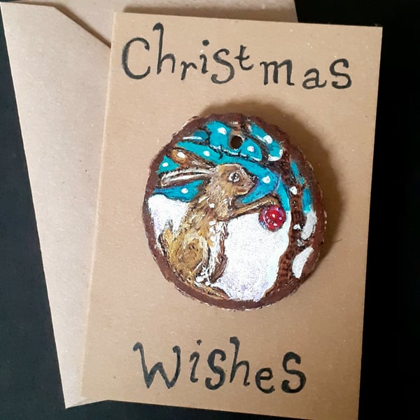 Christmas card with tree hanging 