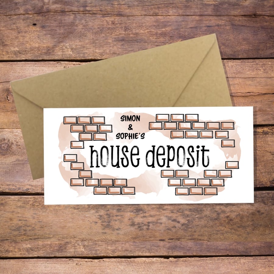 House Deposit Personalised Money Wallet Card - cash gift envelope