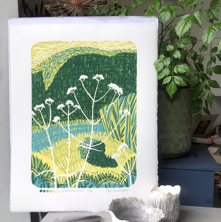 Secret Garden Linoprint