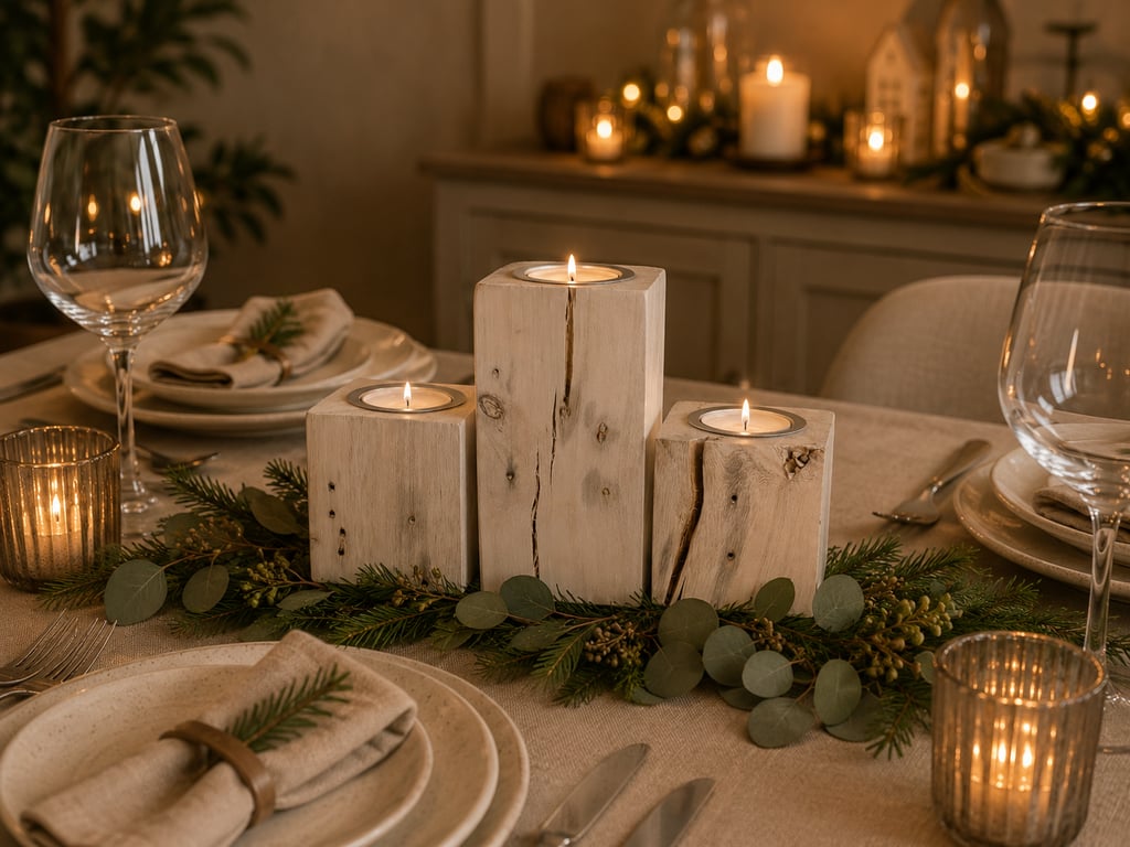 Whitewash Reclaimed Wood Rustic Tealight Holder Set Upcycled Pallet Wood Candles
