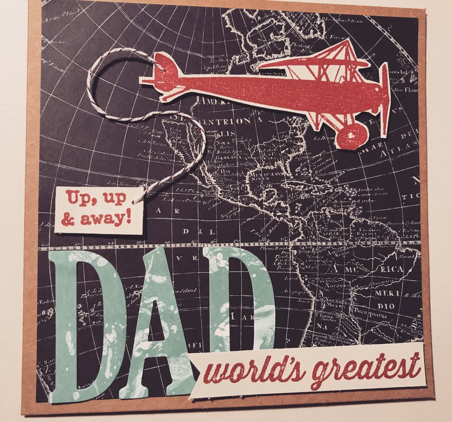 Birthday or Father's Day "Up, Up and Away" Vintage Plane Card