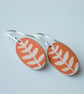 Orange leaf oval earrings - Image 1