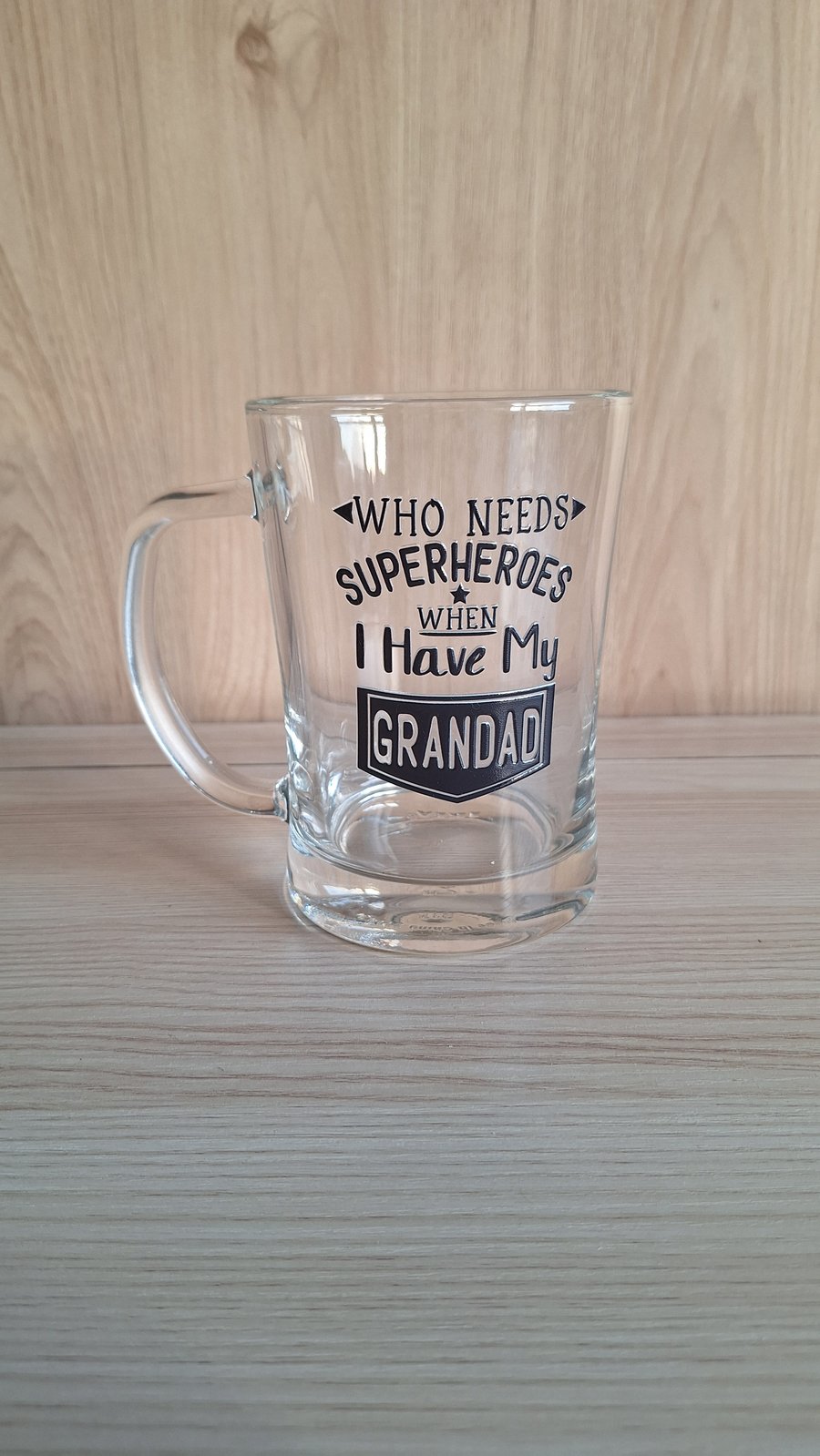 Father's Day Granddad Superhero Beer Glass Tankard Birthday Christmas Gift