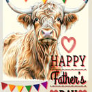 Highland Cow Father's Day Card A5